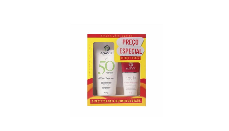 Kit Protetor Solar Anasol Corpo FPS50 200+Facial FPS50 60G