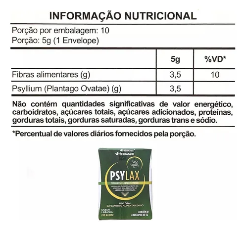 Psylax Regulador Intestino C/10 Envelopes - Herbamed
