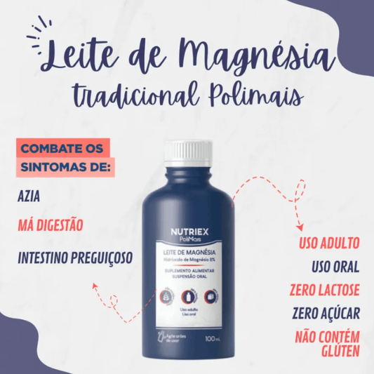 Kit 3x Leite de Magnésia Polimais Tradicional 100ml - Nutriex