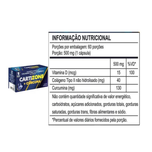 Cartizone Colágeno + Cúrcuma Tipo Ii 500Mg C/60 Cápsulas