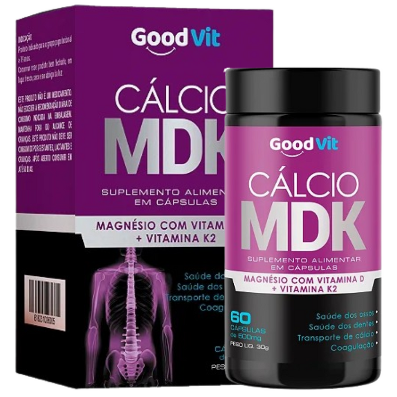 Cálcio MDK + Vitamina K2 500mg com 60 Cápsulas Good Vit