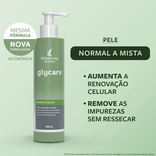 Sabonete Líquido Facial Glycare 300ml para rotina de cuidados faciais