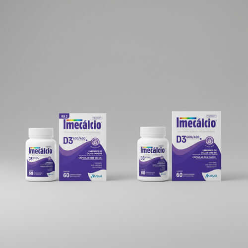 Kit 2 Imecálcio D3 600 mg + 400 UI - 2 Frascos com 60 Comprimidos | Nutivit