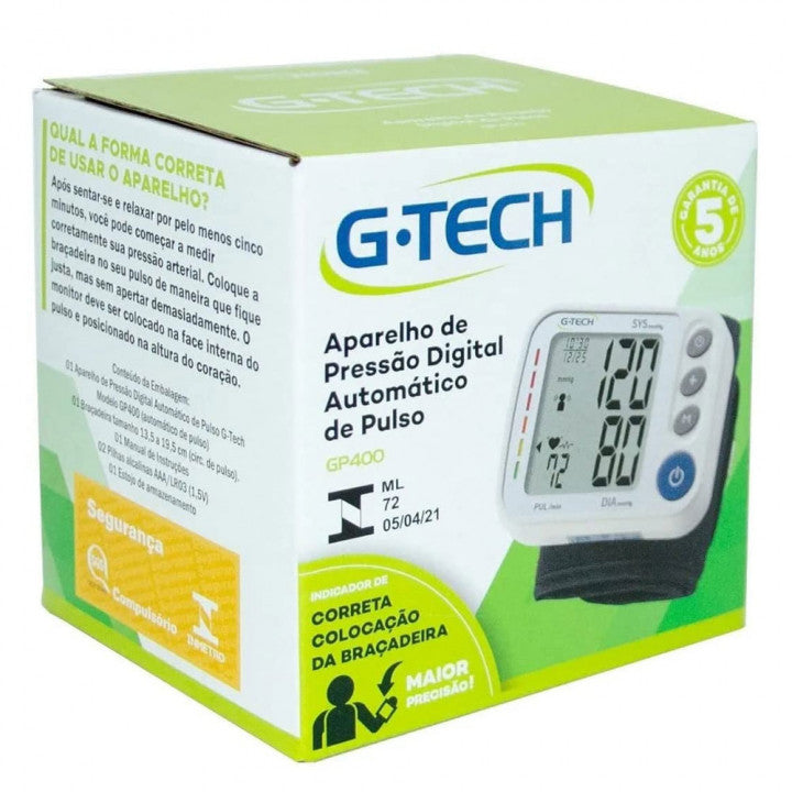 Aparelho Medidor Pressão Digital Pulso G-Tech Home GP400