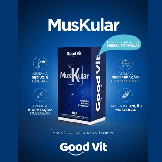 MusKular Magnésio + Fósforo C/60 – Suplemento Mineral