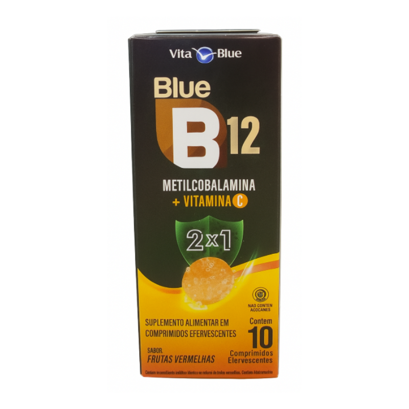 Blue B12 Metilcobalamina + Vitamina C 10 Comprimidos - Vita Blue