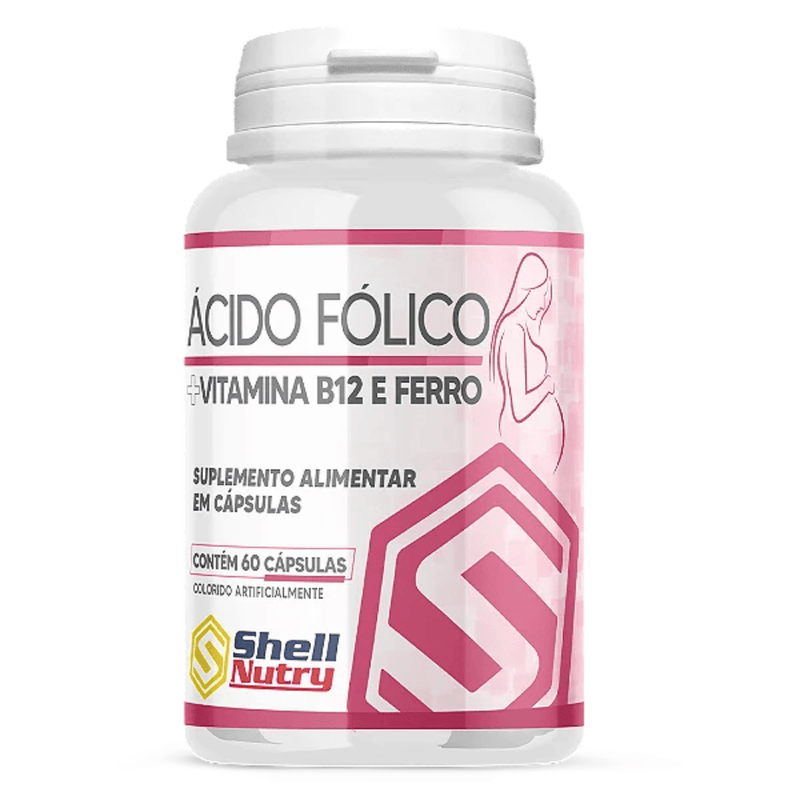 Ácido Fólico + Vit B12 e Ferro C/60 Cápsulas - Shell Nutri