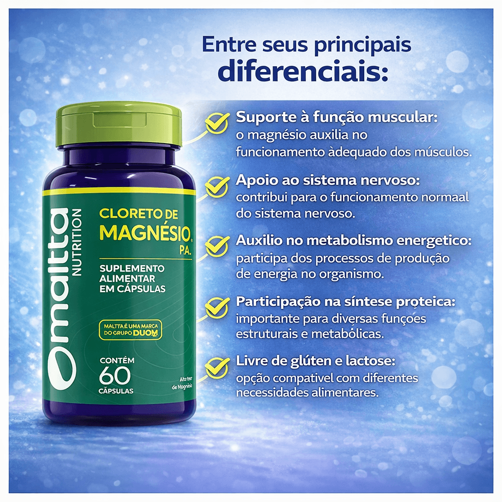 Cloreto De Magnésio PA Com 60 Cápsulas - Maltta