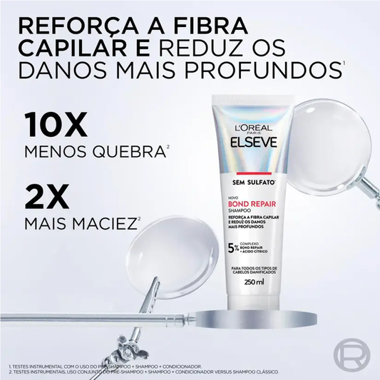 Shampoo Elseve Bond Repair 5% Limpeza Suave Sem Sulfato Reparação Molecular 250ml