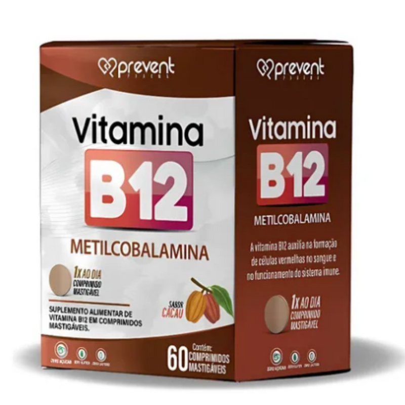 Vitamina B12 Metilcobalamina Cacau C/60 Cápsulas - Prevent Pharma
