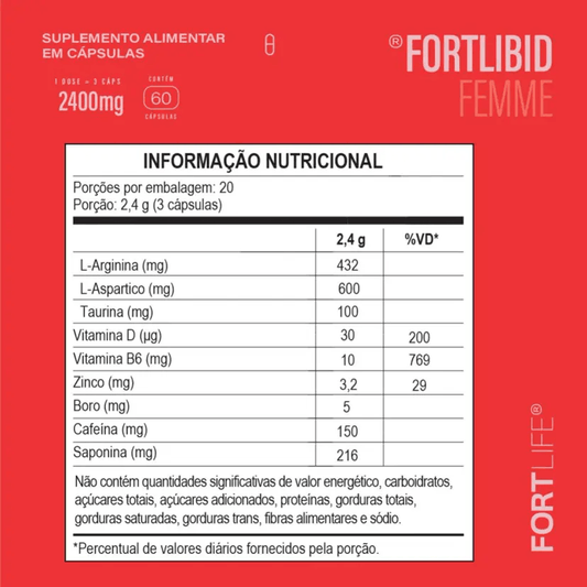 Fortlibid Femme 2400Mg 60 Cápsulas - FortLife