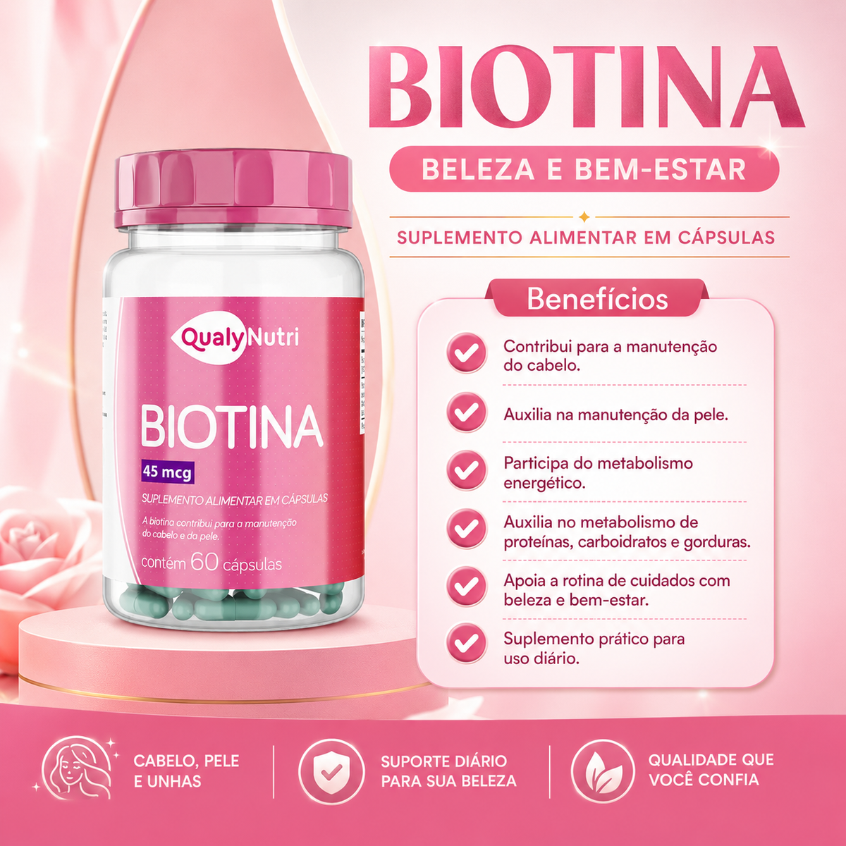 Biotina 60 Cápsulas - Qualy Nutri