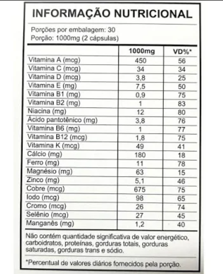 Polivitamínico Sênior 1000mg A a Z 60 Cápsulas - Vita Blue