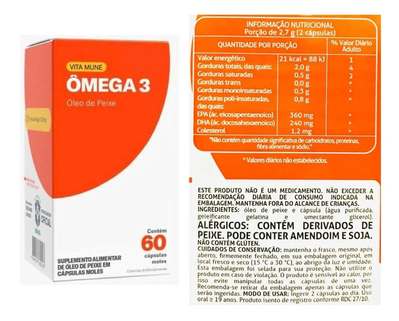 Vita Mune Ômega 3 Óleo de Peixe 1000MG 60 Cápsulas