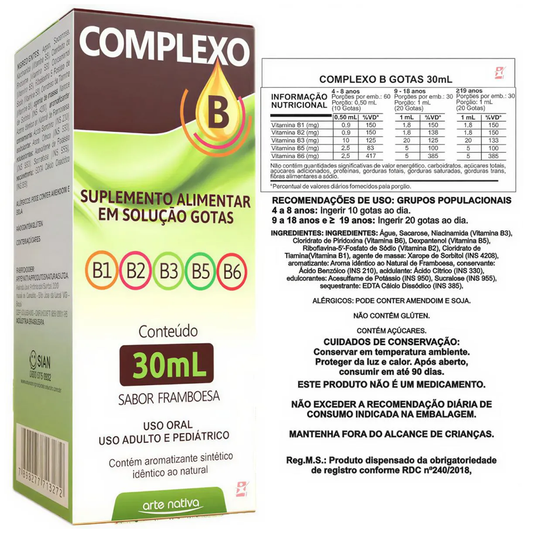Vitamina Complexo B Energia em Gotas 30ml Arte Nativa