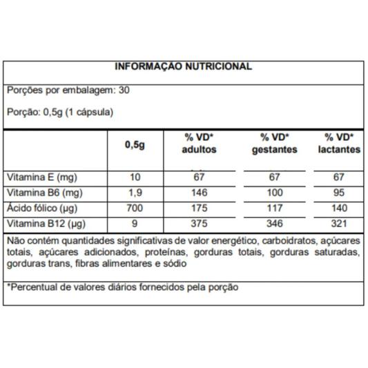 Metilfolato de Cálcio + Vitaminas C/30 Cápsulas - Flora nativa