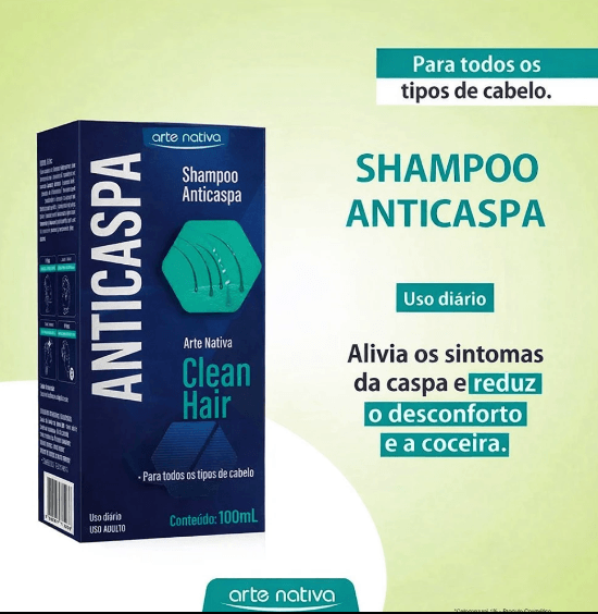 Shampoo Anticaspa Clean Hair 100ml Arte Nativa – Limpeza Profunda