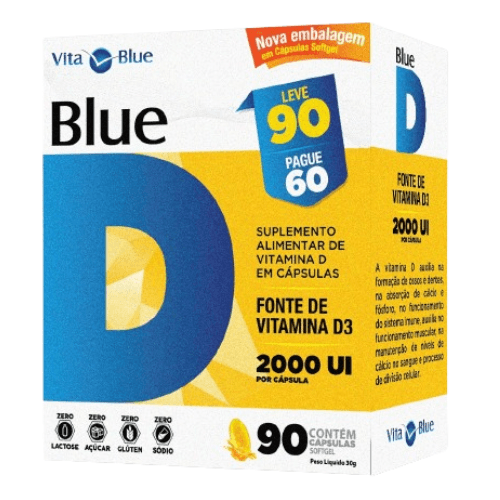 Blue D Vitamina D 2000ui C/90 Cápsulas - Vita Blue