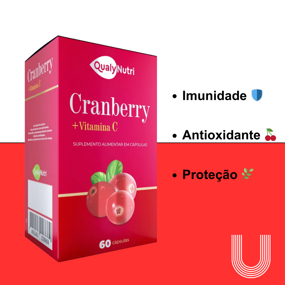Cranberry + Vitamina C 500mg 60 Cápsulas Qualy Nutri