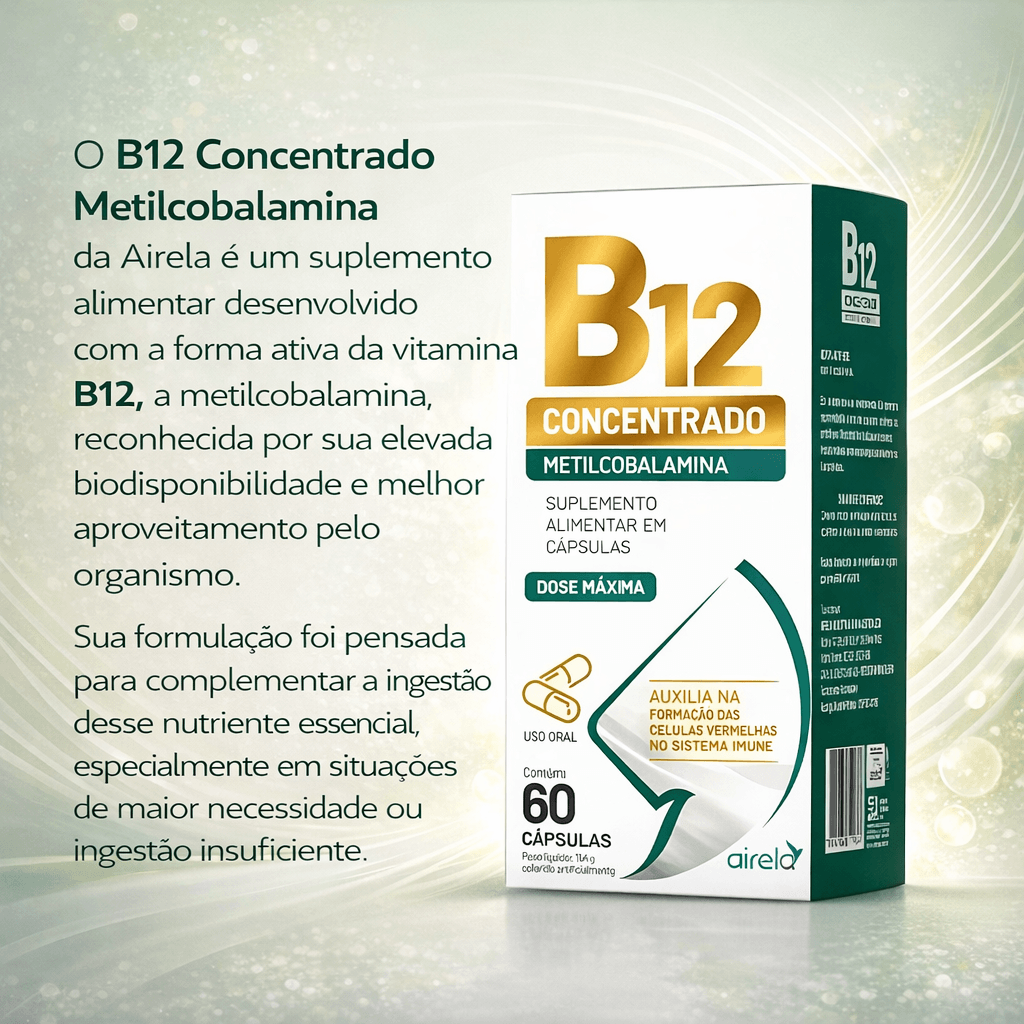 B12 Concentrado Metilcobalamina C/60 cápsulas - Airela