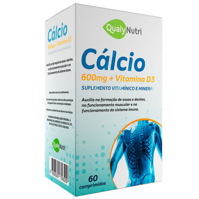 Cálcio+Vitamina D3 600mg c/60 Comprimidos - Qualy Nutri