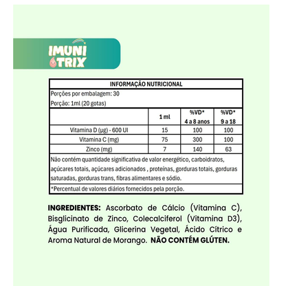 Imuni Trix kids Morango Solução 30ml - Flora Nativa