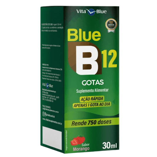 Blue B12 Gotas Vitamina B12 30ml Sabor Morango - Vita Blue