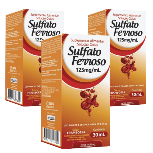 Kit C/3 Sulfato Ferroso Gotas 125MG 30ML - Arte Nativa