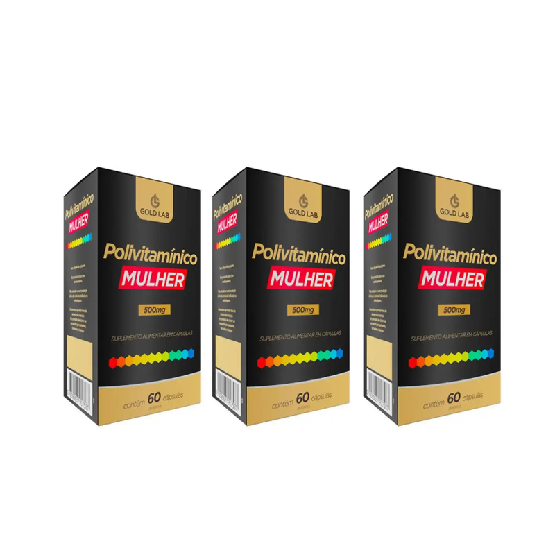 Kit C/3 Polivitamínico Mulher C/60 Cápsulas - Gold Lab