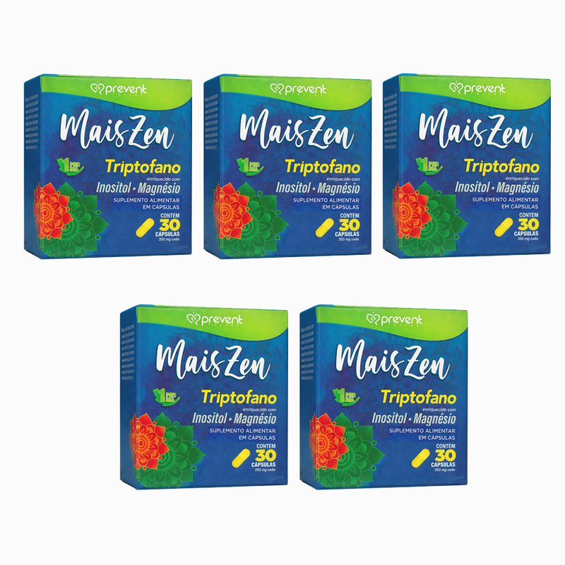 Kit C/5 Triptofano Mais Zen C/30 Cápsulas - Prevent Pharma