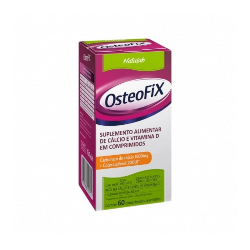 OsteoFix Carbonato de Cálcio 1500mg 200UI C/60 Comprimidos