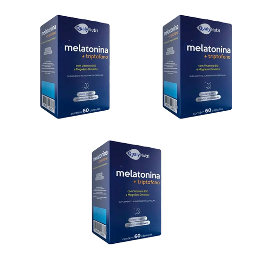 Kit C/3 Melatonina + Triptofano C/60 Cápsulas - Qualy Nutri