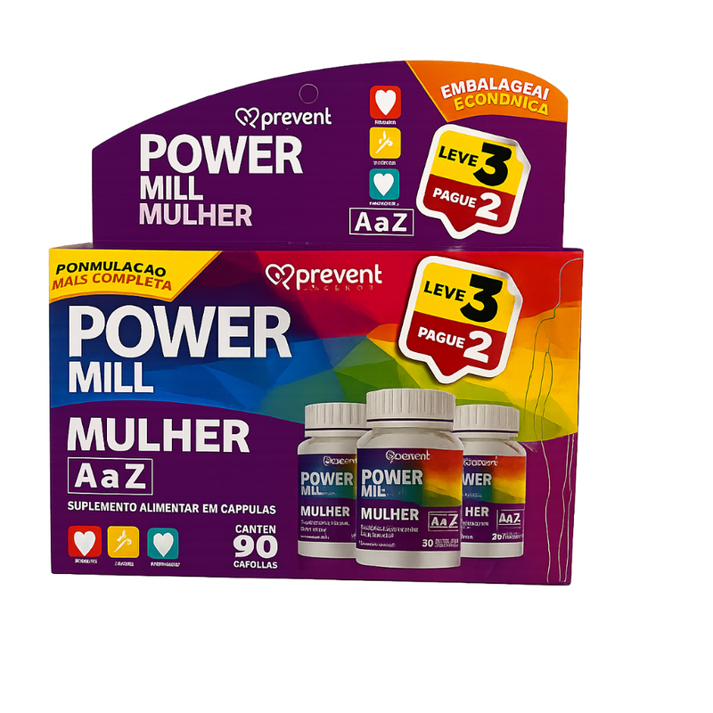 Power Mill Mulher A a Z Leve 3 Pague 2 C/30 Cápsulas Cada - Prevent Pharma