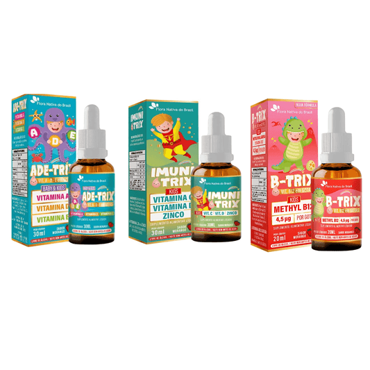 Kit Vitaminas Infantil Flora Nativa ADE-Trix, Imuni Trix e B-Trix