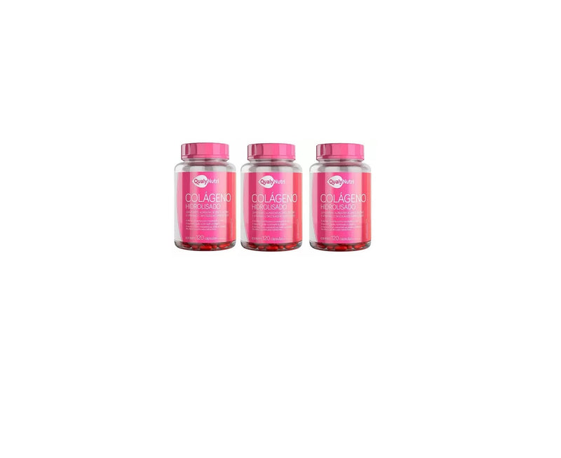 Kit C/3 Colágeno Hidrolisado C/120 Cápsulas - Qualy Nutri