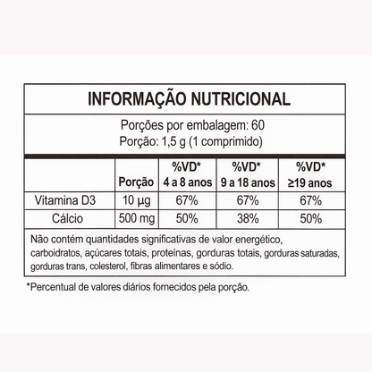 Imecálcio D3 500 mg + Vitamina D3 400 UI 60 Comprimidos | Nutivit