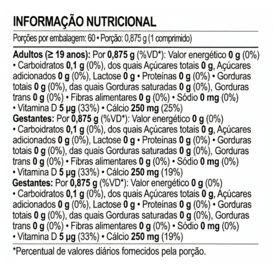 Calciovital D3 625mg C/60 Comprimidos Revestidos - Natulab