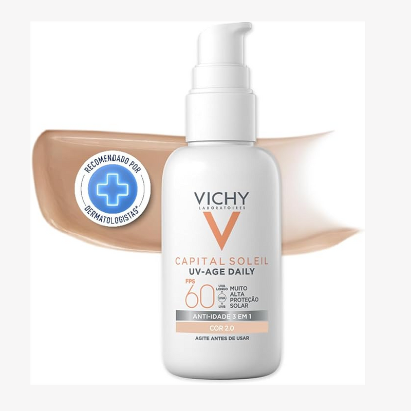 Protetor Solar Facial Vichy Capital Soleil UV-Age Daily Cor 2.0  FPS60-40g Anti-Idade
