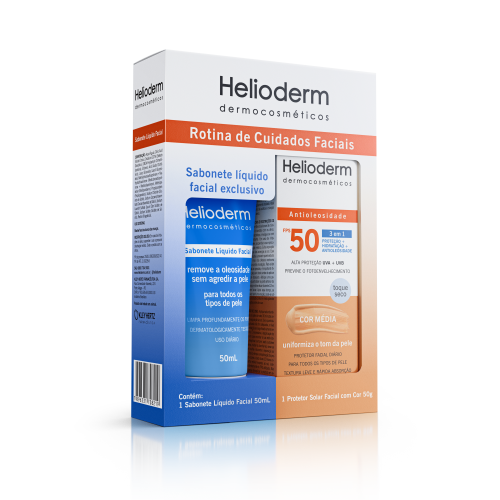 Kit Helioderm Facial FPS 50 Cor+Sab Liquido Helioderm 50ML