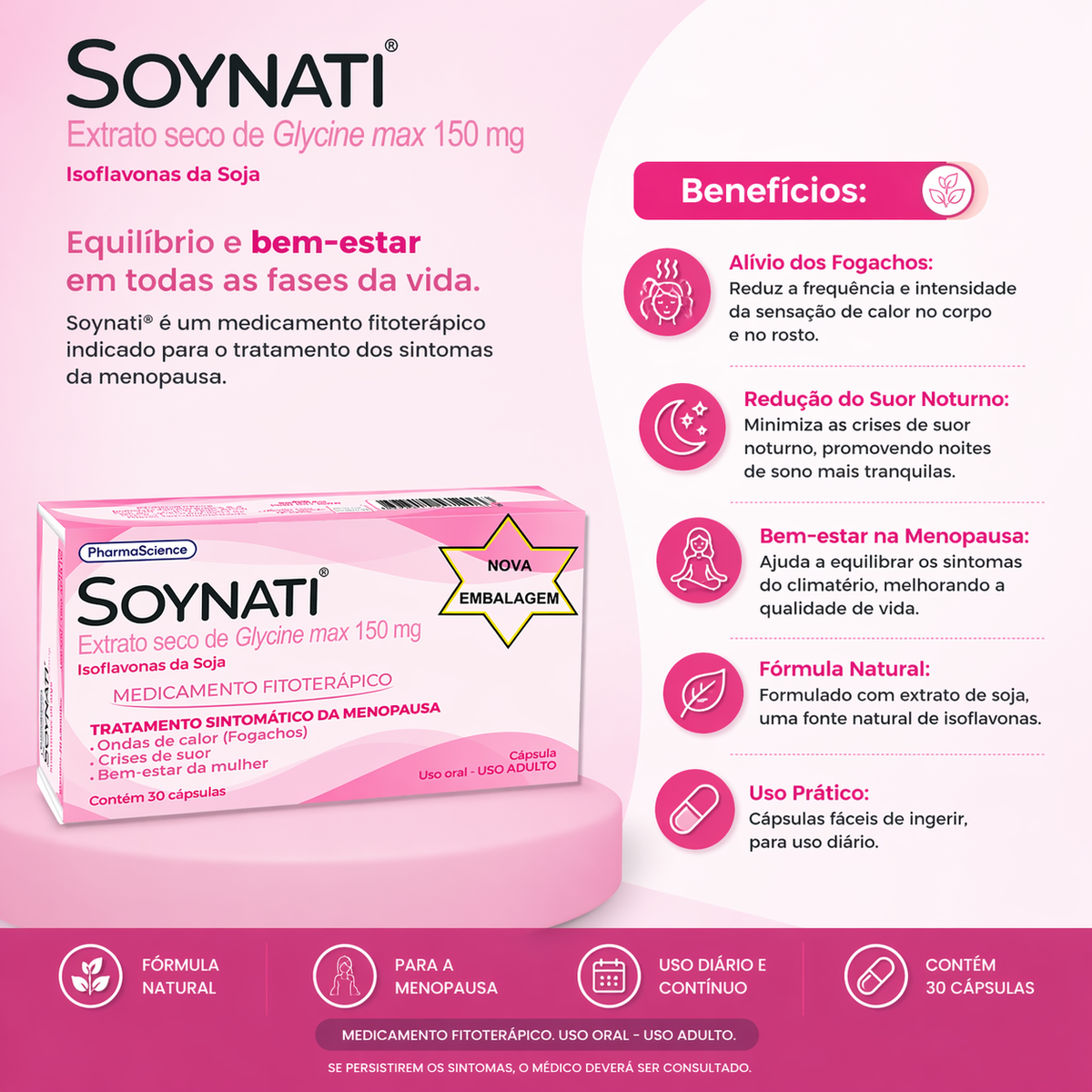 Kit 3 Soynati 150 mg - 3 Caixas com 30 Cápsulas | PharmaScience