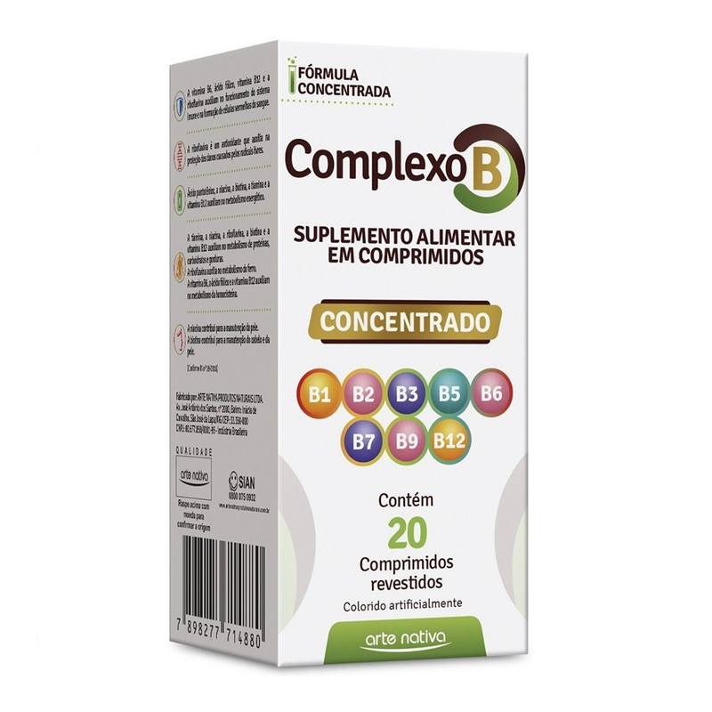 Complexo B Concentrado Energia 20 Comprimidos Arte Nativa