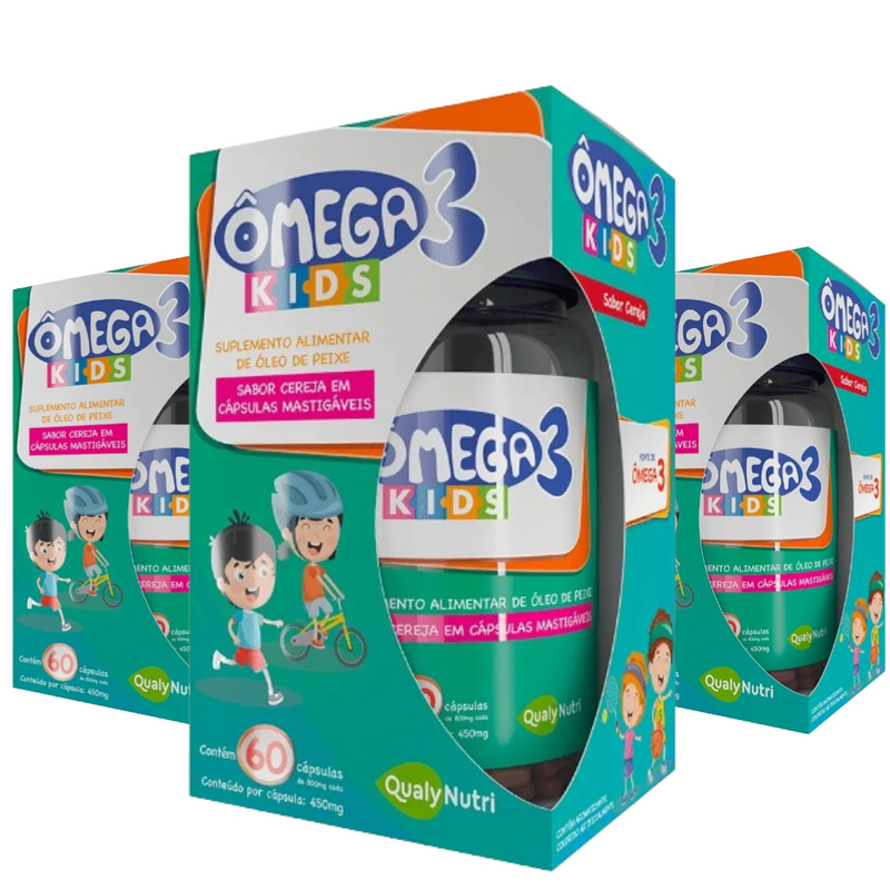 Kit C/3 Ômega 3 Kids 450mg C/60 Cápsulas - QualyNutri