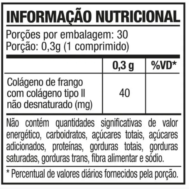 Colagen Tipo II 40mg Com 30 Comprimidos - Bionatus