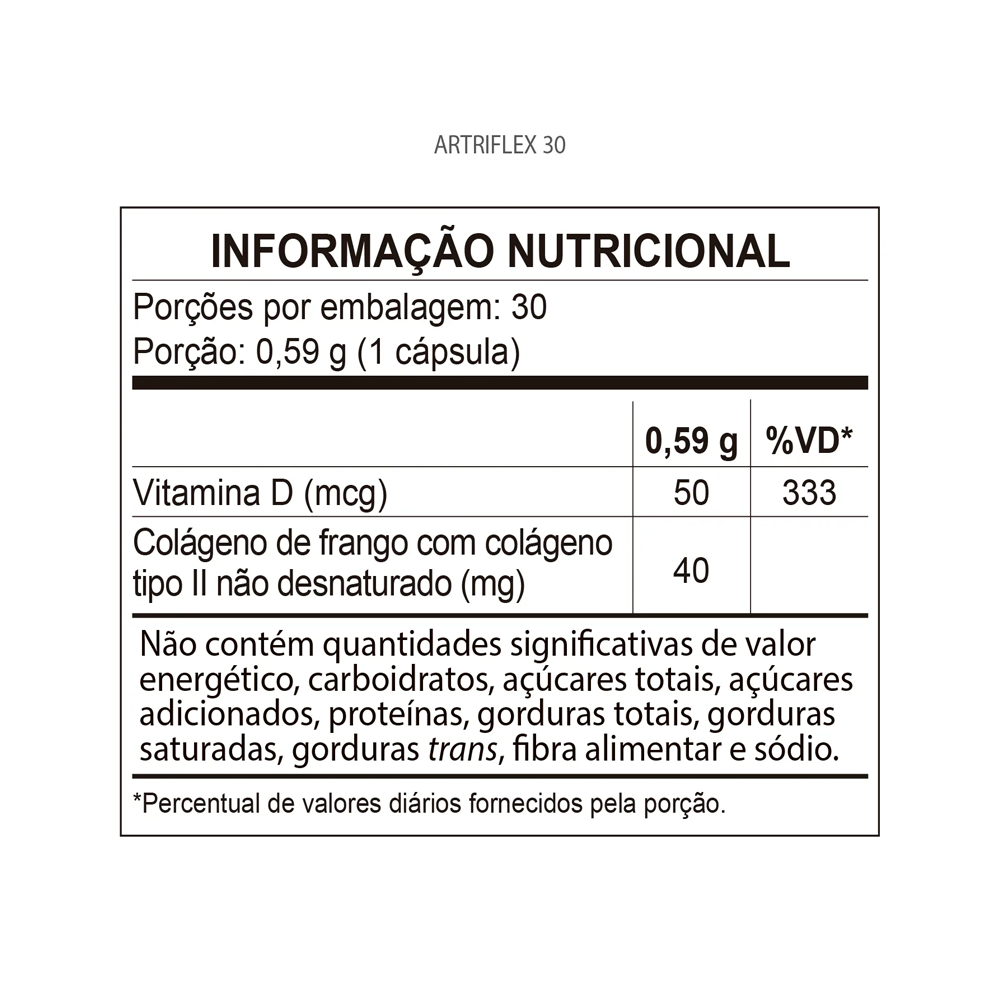 Artriflex Colágeno Tipo II 40mg C/30 Cápsulas - Qualy Nutri