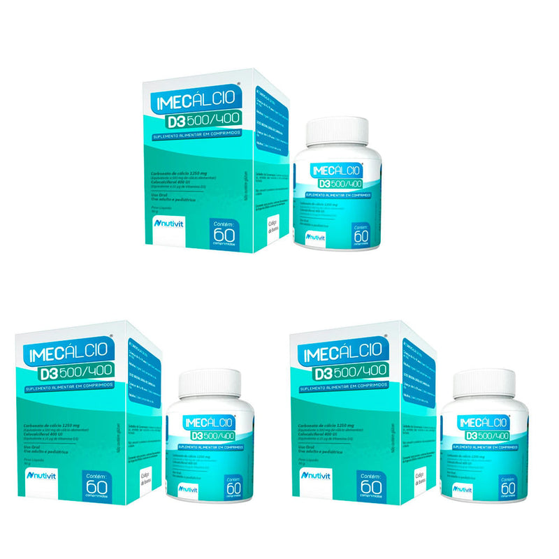 Kit C/3 Imecálcio D3 500/400MG C/60 Comprimidos
