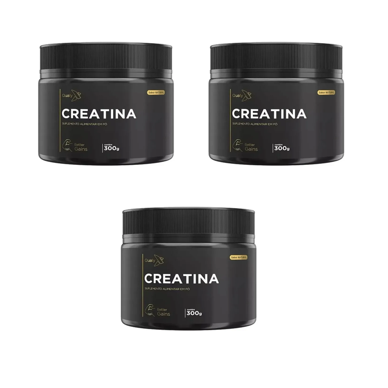 Kit 3 Creatina Monohidratada Pura 300g - QualyNutri