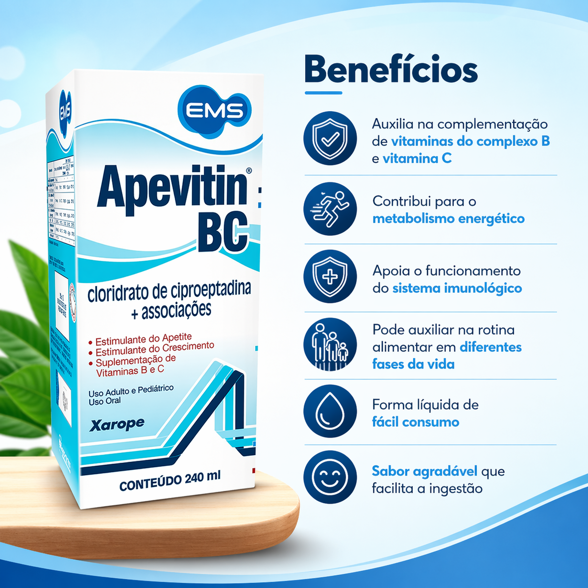 Apevitin BC 240ml – Solução Oral com Ciproeptadina e Vitaminas
