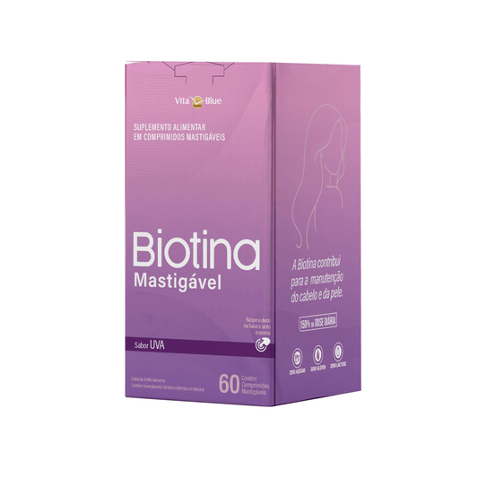 Biotina Mastigável Sabor Uva C60 Cápsulas - Vita Blue