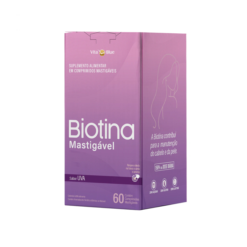 Biotina Mastigável Sabor Uva C/60 Cápsulas - Vita Blue