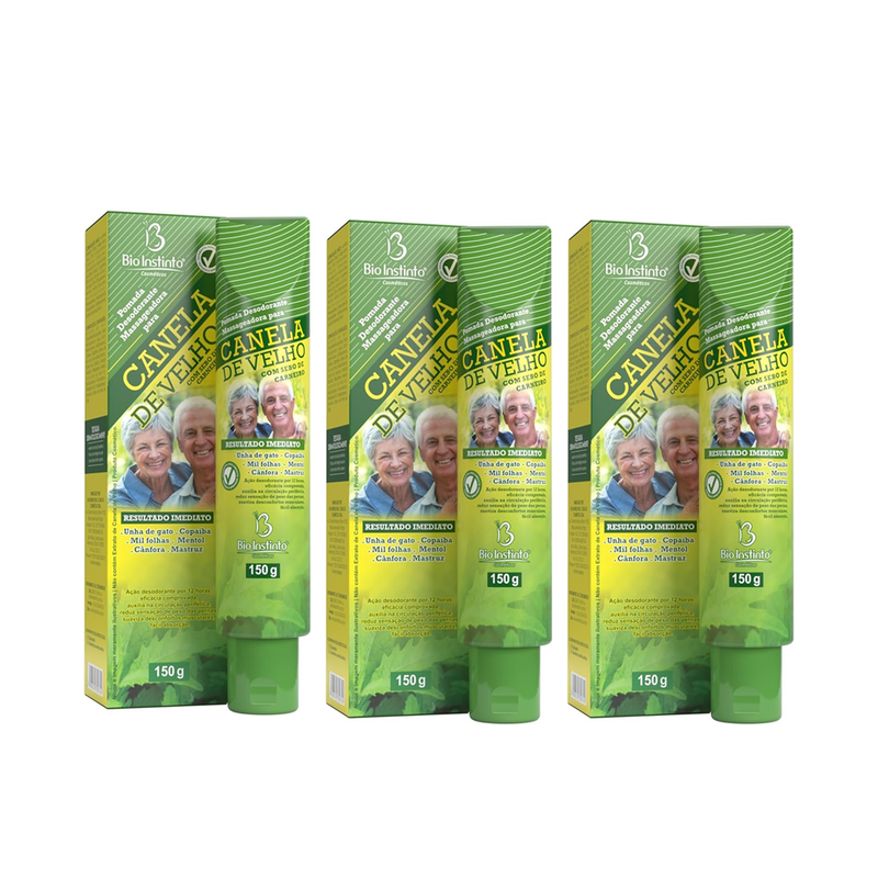 Kit C/3 Pomada Massageadora Canela de Velho 150g - Bio Instinto
